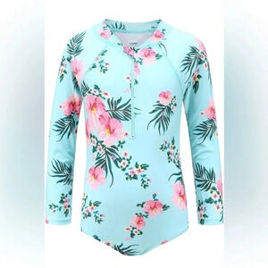 Rash Guard Long Sleeve Swimsuits Zipper Bathing Suits UPF 50+/Sun Protection